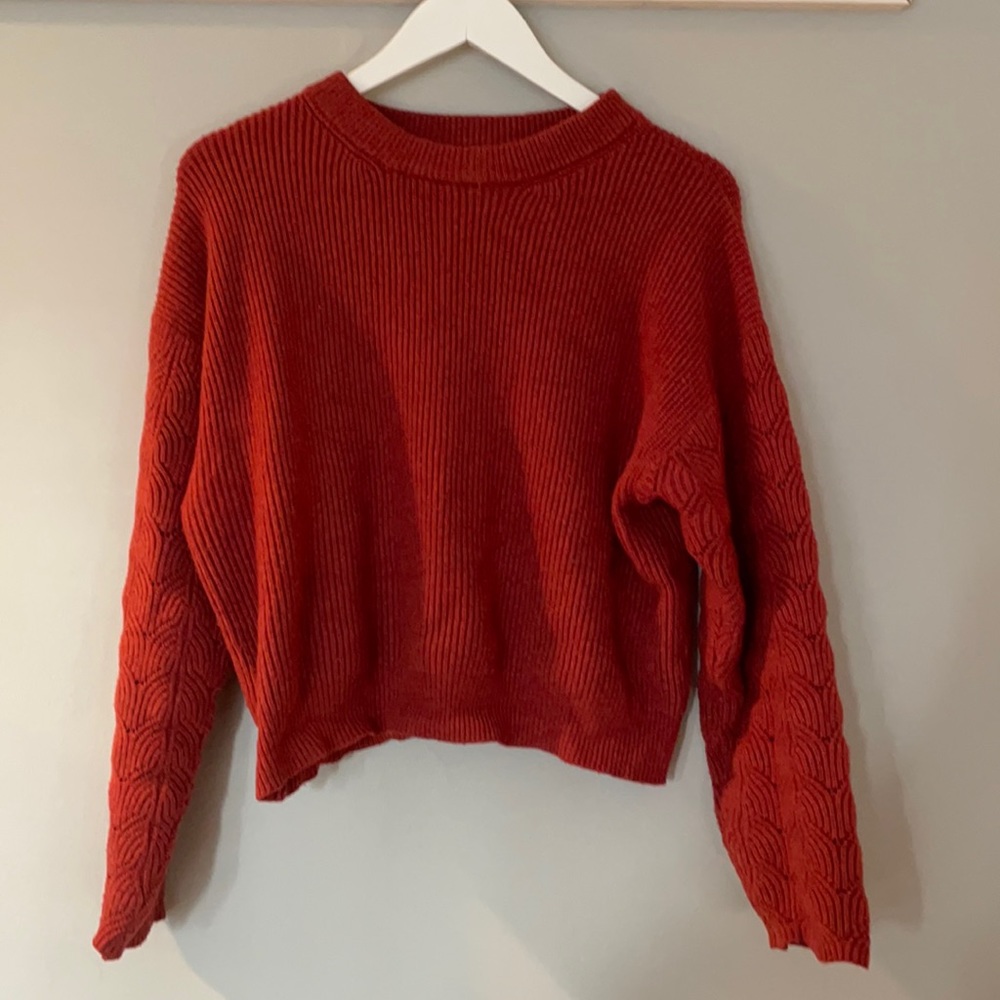 Size Large Cropped Orange Knit Sweater